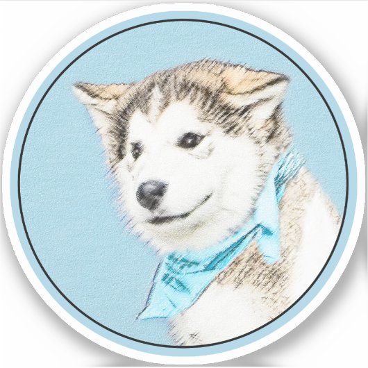 Sticker Peinture Sibérienne Husky Puppy - Art Chien origin (Devant)