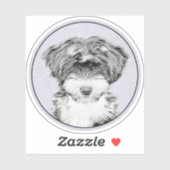 Sticker Peinture Tibétaine Terrier - Cute Original Chien A (Feuille)