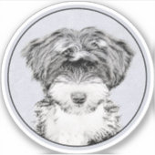 Sticker Peinture Tibétaine Terrier - Cute Original Chien A (Devant)