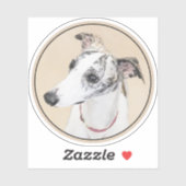 Sticker Peinture Whippet - Jolie art original chien (Feuille)