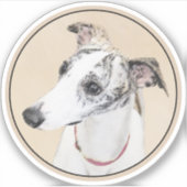 Sticker Peinture Whippet - Jolie art original chien (Devant)