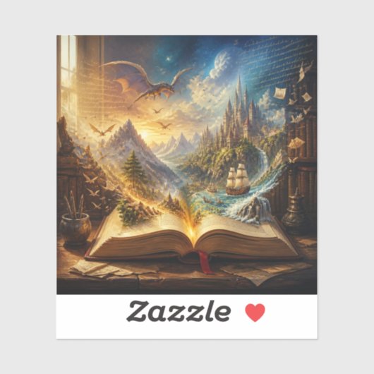 Sticker Peintures d'Aventure de Livre Ouvert. (Feuille)