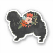 Sticker Pekingese Chien race Boho Floral Silhouette (Devant)