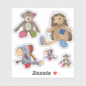 Sticker Peluchus colorés (Feuille)