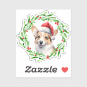 Sticker Pembroke Welsh Corgi Christmas Chien Chien Chien C (Feuille)