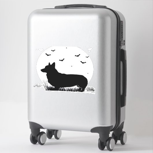 Sticker Pembroke Welsh Corgi Dog � Halloween Moon Silhouet (Sur valise)