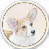 Sticker Pembroke Welsh Corgi Peinture - Art Chien original (Devant)