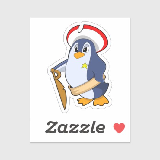 Sticker Penguin as Pirate with Hat (Feuille)