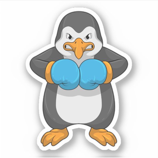 Sticker Penguin at Boxing with Boxing Gloves (Devant)