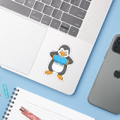 Sticker Penguin at Boxing with Boxing Gloves (Ordinateur portable avec iPhone)