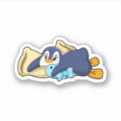 Sticker Penguin au coucher avec Coussin (Devant)