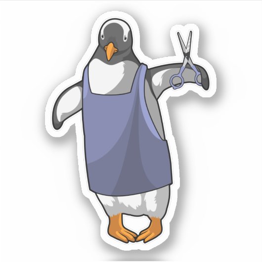 Sticker Penguin coiffeur avec ciseaux (Devant)