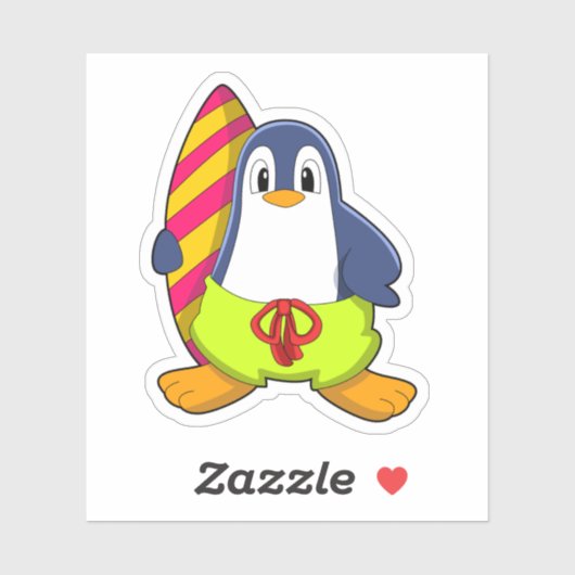 Sticker Penguin comme surfer avec Surfer (Feuille)