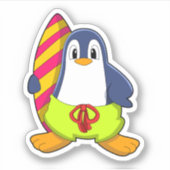 Sticker Penguin comme surfer avec Surfer (Devant)
