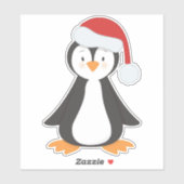 Sticker Penguin de Noël, Penguin de bébé, Chapeau de Noël (Feuille)
