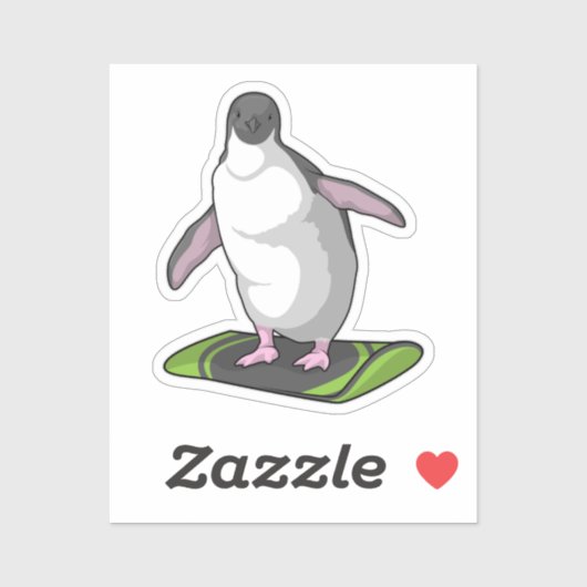 Sticker Penguin en Snowboardeur avec Snowboard (Feuille)