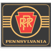 Sticker Pennsylvania Railroad Black and  Gold large Square (Devant)