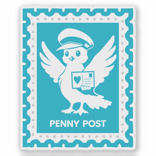 Sticker Penny Post Mascot Postage Stamp Design (Devant)