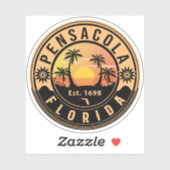 Sticker Pensacola Floride tropicale Retro Sunset Souvenirs (Feuille)