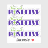 Sticker Pense positif bleu vert plus slogan (Feuille)