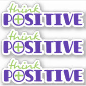 Sticker Pense positif bleu vert plus slogan (Devant)
