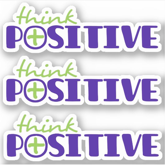 Sticker Pense positif bleu vert plus slogan (Devant)