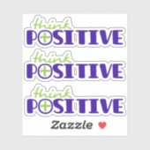 Sticker Pensez positif slogan texte vert bleu plus (Feuille)