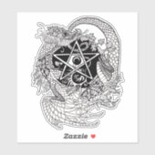 Sticker pentacle de style Art nouveau Dragon (Feuille)