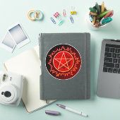 Sticker pentagramme flamboyant en vinyle rouge et noir (Couverture iPad)