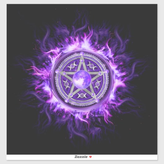 Sticker Pentagramme mauve-lune (Feuille)