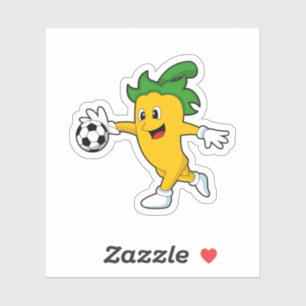 Sticker Pepper Vegan comme joueur de football avec Soccer.