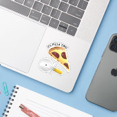 Sticker Pepperoni Pizza et Pizza Cutter (Ordinateur portable avec iPhone)