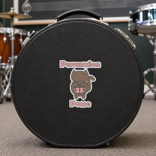 Sticker Percussion Posse - Cute Funny Drummer Cat
