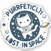 Sticker Perdu pure dans l'espace Cute Cat Astronaut Vinyl (Recto)