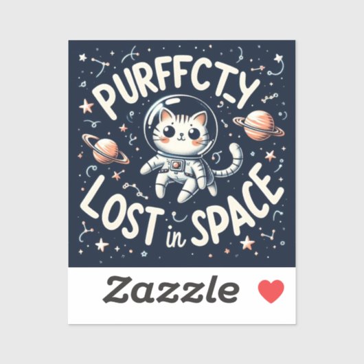 Sticker Perdu pure dans l'espace Cute Cat Astronaut Vinyl (Feuille)