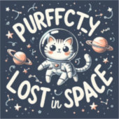 Sticker Perdu pure dans l'espace Cute Cat Astronaut Vinyl (Recto)