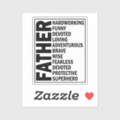 Sticker Père Adjective Fête des pères Cool Papa Définition (Feuille)