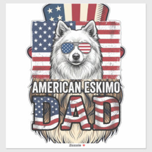 Sticker Père Esquimau Américain Patriotique Chien Vintage