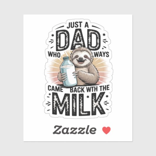 Sticker père et fils avec le lait paresseux design graphiq (Feuille)