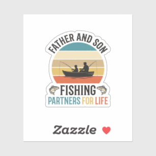 Sticker Père et fils pêchant ensemble partenaires pour la