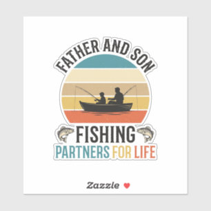 Sticker Père et fils pêchant ensemble partenaires pour la