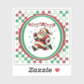 Sticker Père Noël à fond de train Noël (Feuille)