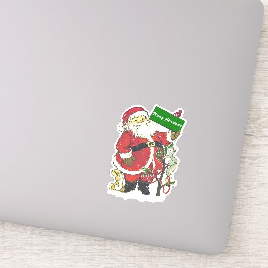 Sticker Père Noël Animaux Petit Arbre Neige Joyeux Noël (Détail)