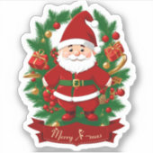 Sticker Père Noël avec des branches de sapin - (Devant)