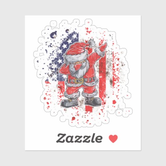 Sticker Père Noël avec drapeau américain (Feuille)