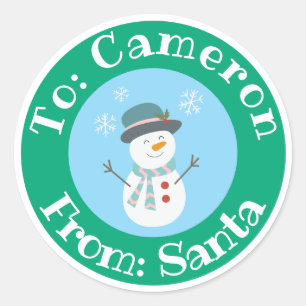 Sticker Père Noël avec nom personnalisé mignon Sno