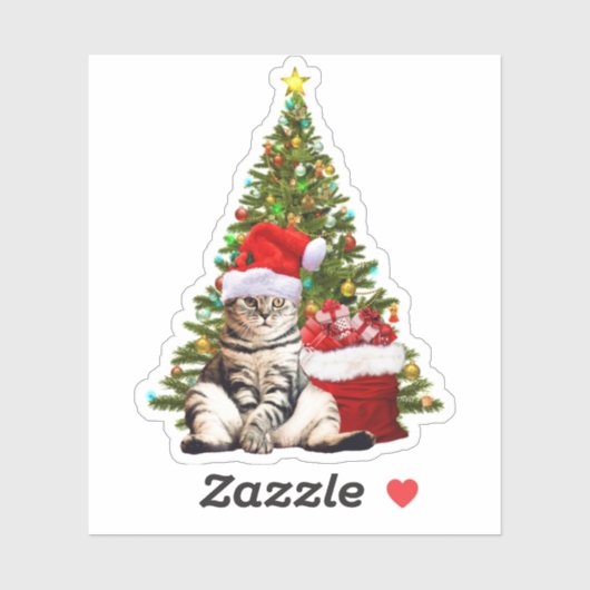 Sticker Père Noël Cat (Feuille)