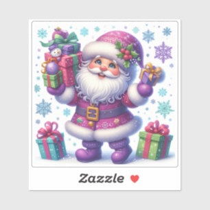 Sticker Père Noël célèbre Noël avec des cadeaux