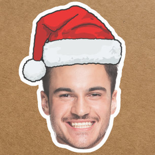 Sticker Père Noël Chapeau de Noël Photo de Visage Personna
