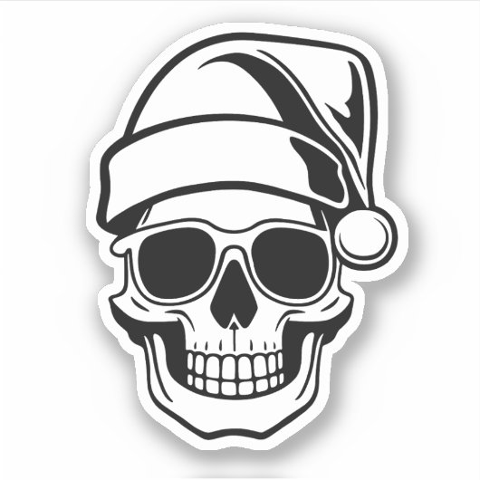 Sticker Père Noël crâne Goth Noël (Devant)